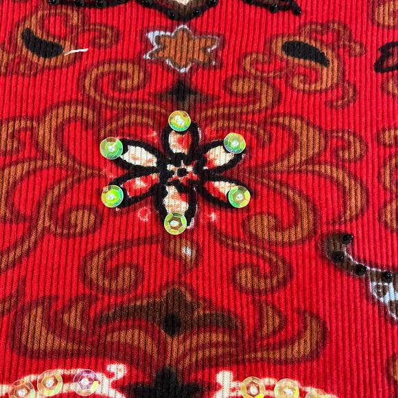 Y2K 2000s Red Graphic Beaded Baby T Grunge Punk XXL - Picture 2 of 7